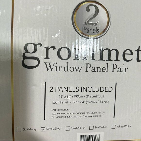 NWT Alvera Grommet Window Embroidered Panel Pair Silver 76” W X 84”L - Picture 3 of 5